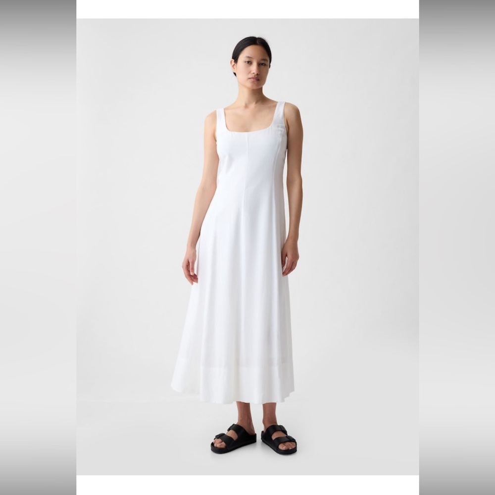 NWT Gap Linen Blend Midi dress white size XS